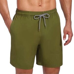 Biwisy Men’s Swim Trunks Quick Dry Army Green Mesh Lined Shorts Size-2XL NWT